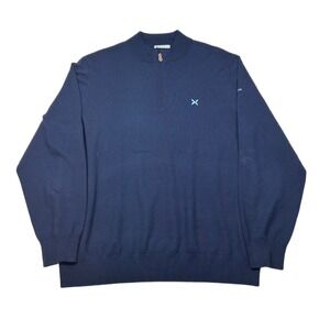 Donald Ross Sportswear Pullover Sweater Mens XL 1/4‎ Navy Blue Zip Merino Wool